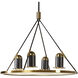 Dunlop 4 Light Black / Brass / Black Chandelier Ceiling Light